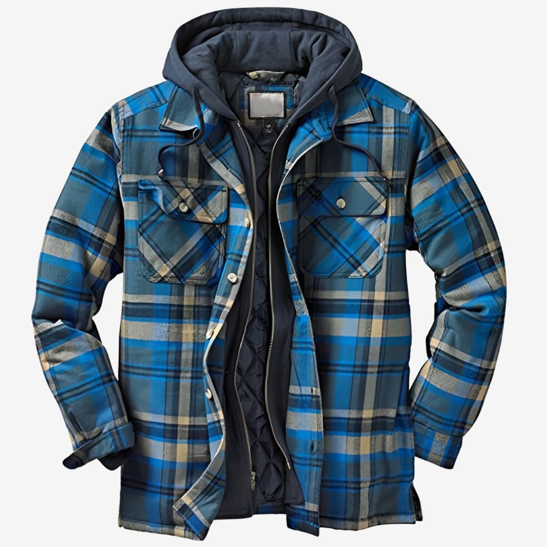 Finn - Herren Flanelljacke mit Kapuze und Fleecefutter