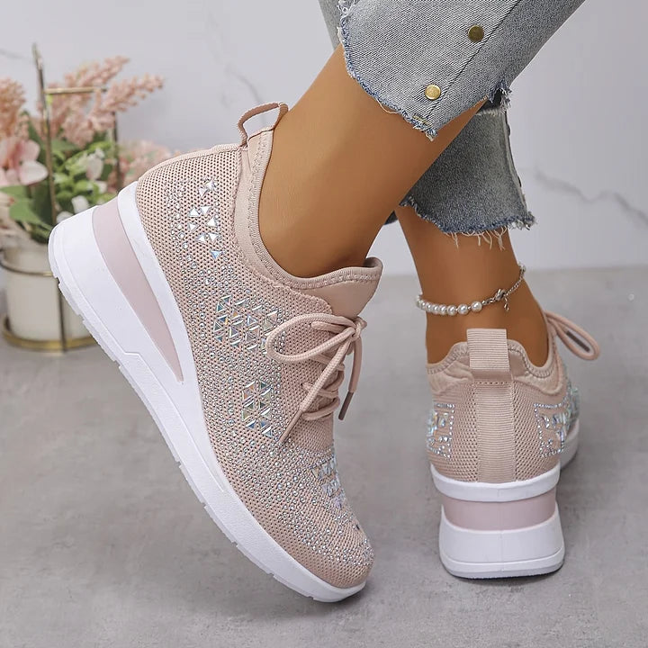 Selina - Damen Sneaker mit Strass und Plateau