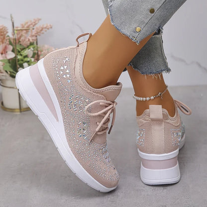 Selina - Damen Sneaker mit Strass und Plateau