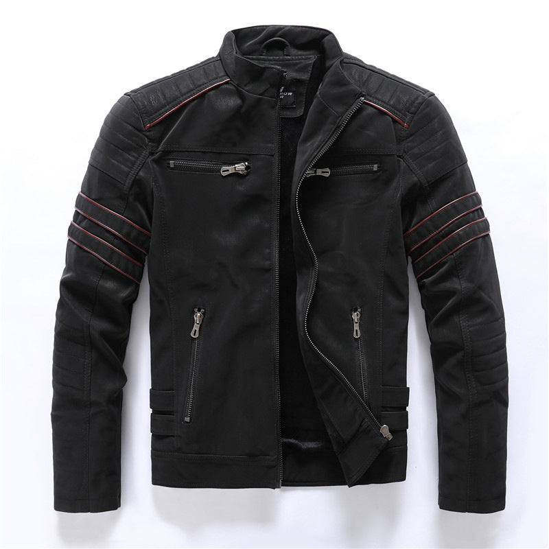 Diego - Herren-Bikerjacke aus Kunstleder mit Reißverschlüssen