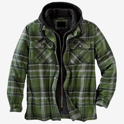 Finn - Herren Flanelljacke mit Kapuze und Fleecefutter