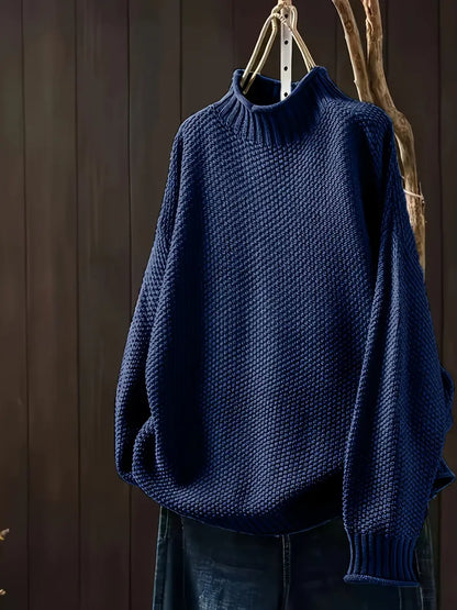 Amara - Damen Strickpullover mit Stehkragen und lockerem Schnitt