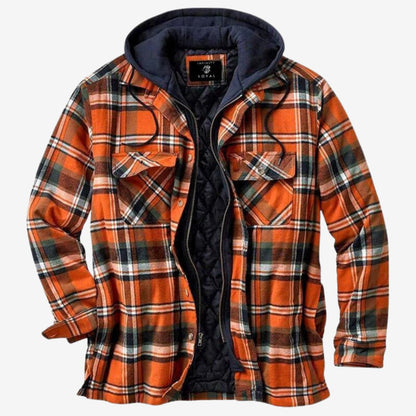 Finn - Herren Flanelljacke mit Kapuze und Fleecefutter