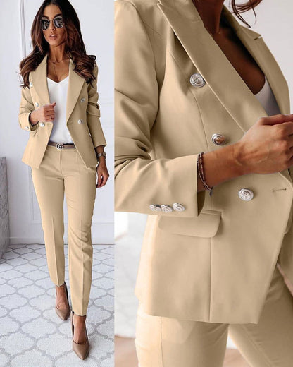 Isabella – Damen Blazer-Hosenanzug mit Goldknöpfen