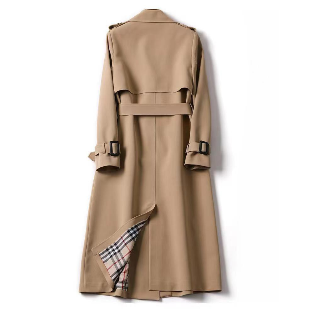 Geneviève - Damen Trenchcoat mit Bindegürtel und Doppelreiher
