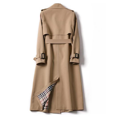 Geneviève - Damen Trenchcoat mit Bindegürtel und Doppelreiher