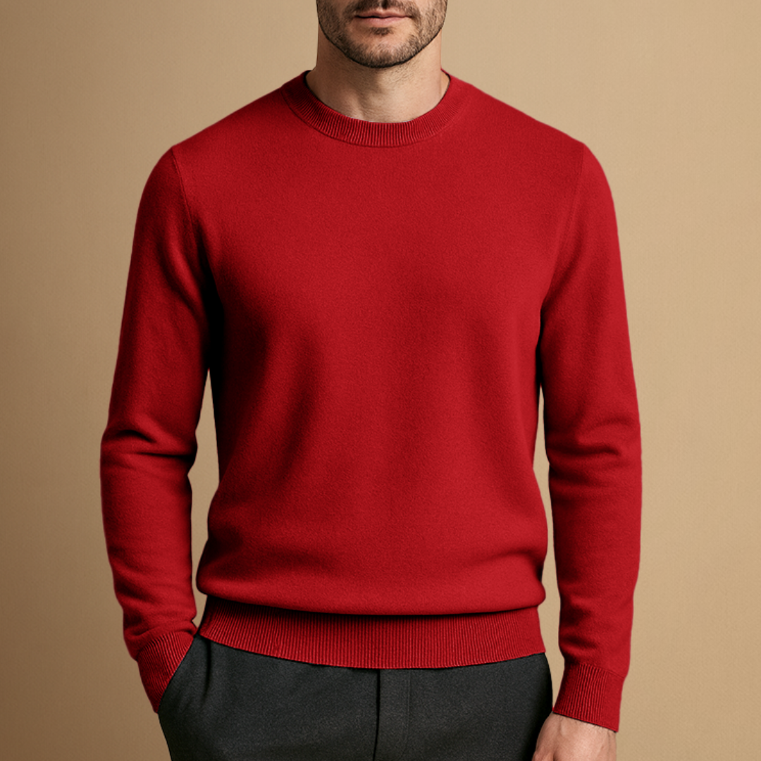 Finn – Klassischer Herren Feinstrickpullover mit Rundhalsausschnitt
