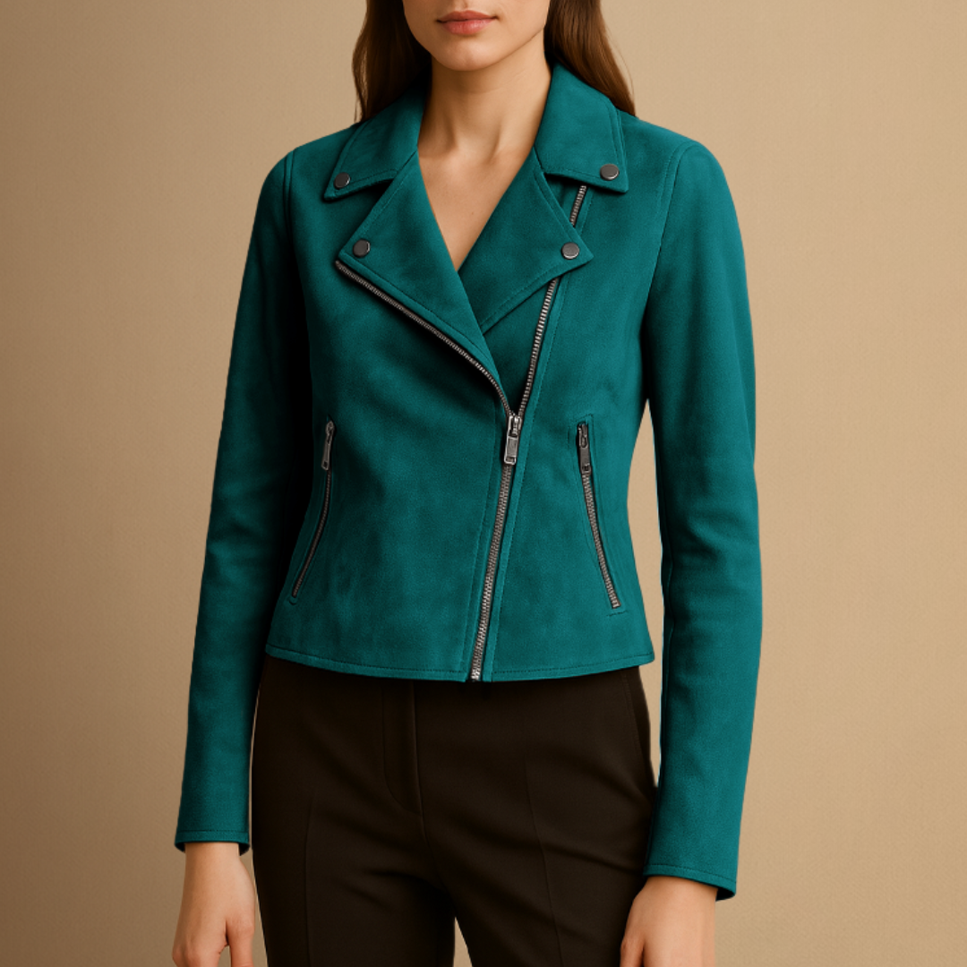 Lina – Damen Wildlederjacke im Biker-Stil