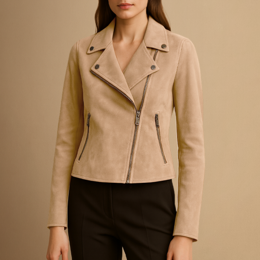 Lina – Damen Wildlederjacke im Biker-Stil