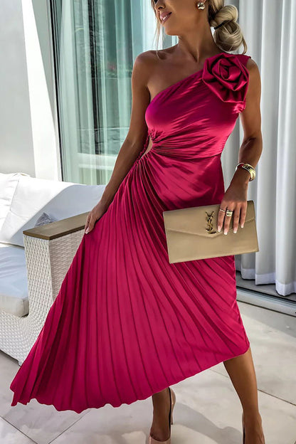 Mandy | Elegant Shoulder Pleated Dress - Image 4
