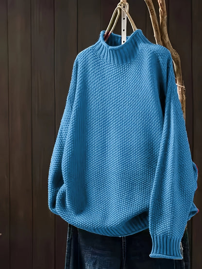 Amara - Damen Strickpullover mit Stehkragen und lockerem Schnitt