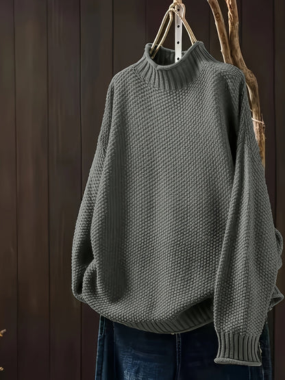Amara - Damen Strickpullover mit Stehkragen und lockerem Schnitt