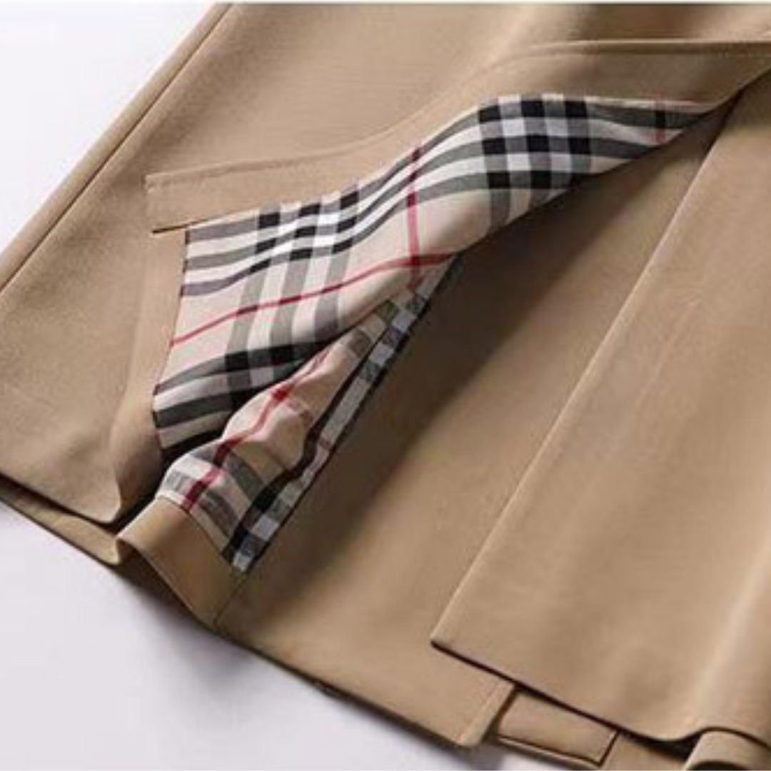 Geneviève - Damen Trenchcoat mit Bindegürtel und Doppelreiher