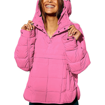 Nina – Damen Steppjacke mit Kapuze und Druckknöpfen