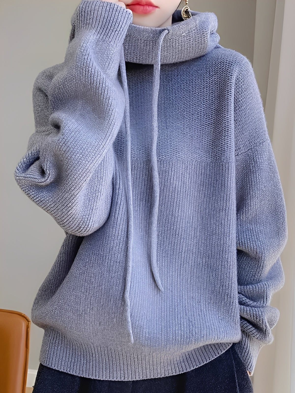 Lea – Kuscheliger Damen Strickpullover mit Stehkragen