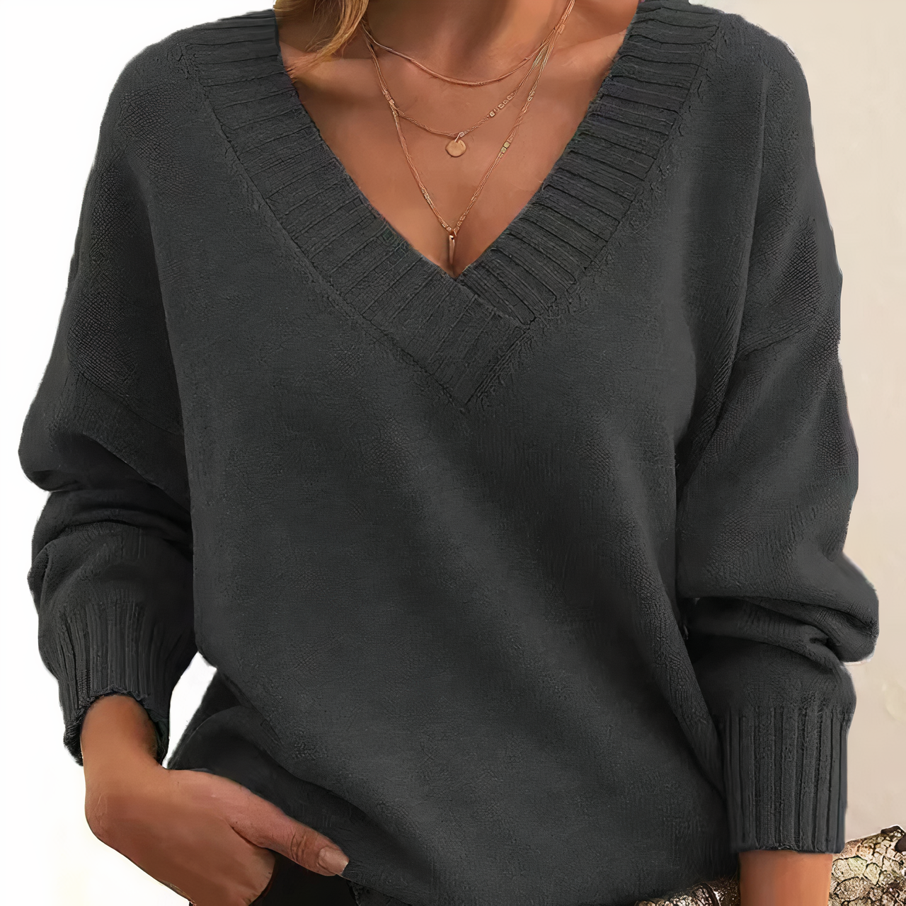 Ella – Klassischer V-Ausschnitt Pullover Damen