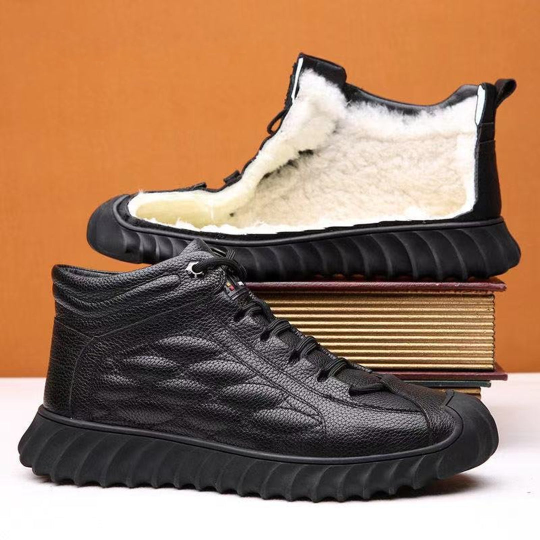 Marcos - Herren-Hausschuhe aus Leder mit warmem Futter und Rutschfestigkeit