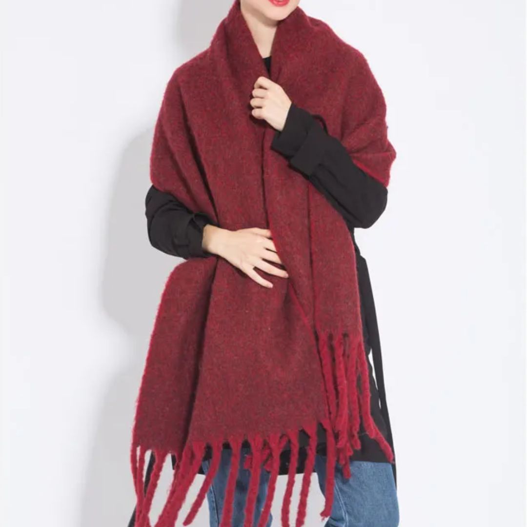 Elena – Weicher Oversized-Schal mit Fransen