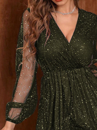 Isabelle – Glitzerndes Abendkleid mit Transparentärmeln Damen