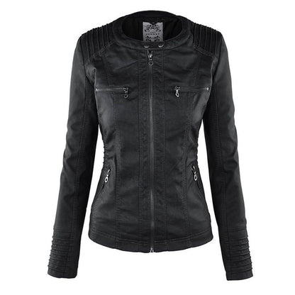 Jana – Damen Lederjacke mit Kapuze und Reißverschluss
