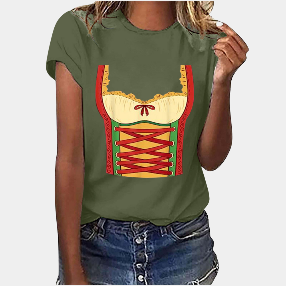 Bedrucktes T-Shirt im Dirndl-Look