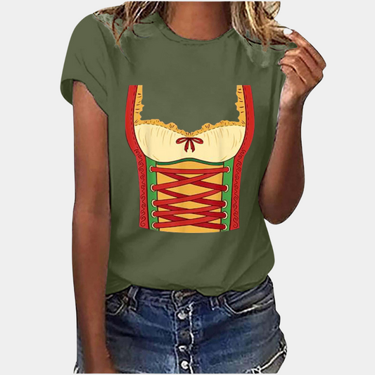 Bedrucktes T-Shirt im Dirndl-Look
