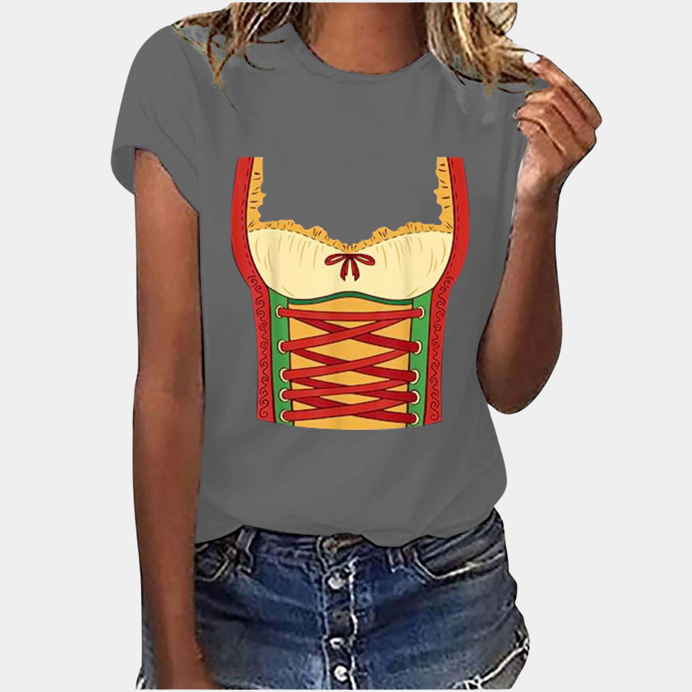 Bedrucktes T-Shirt im Dirndl-Look