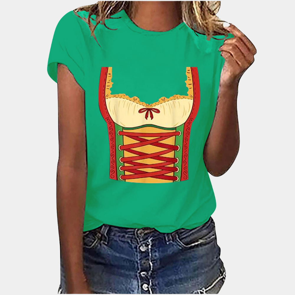Bedrucktes T-Shirt im Dirndl-Look