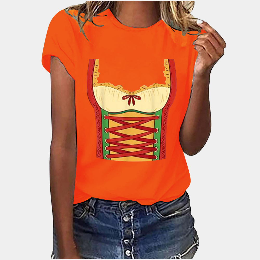Bedrucktes T-Shirt im Dirndl-Look