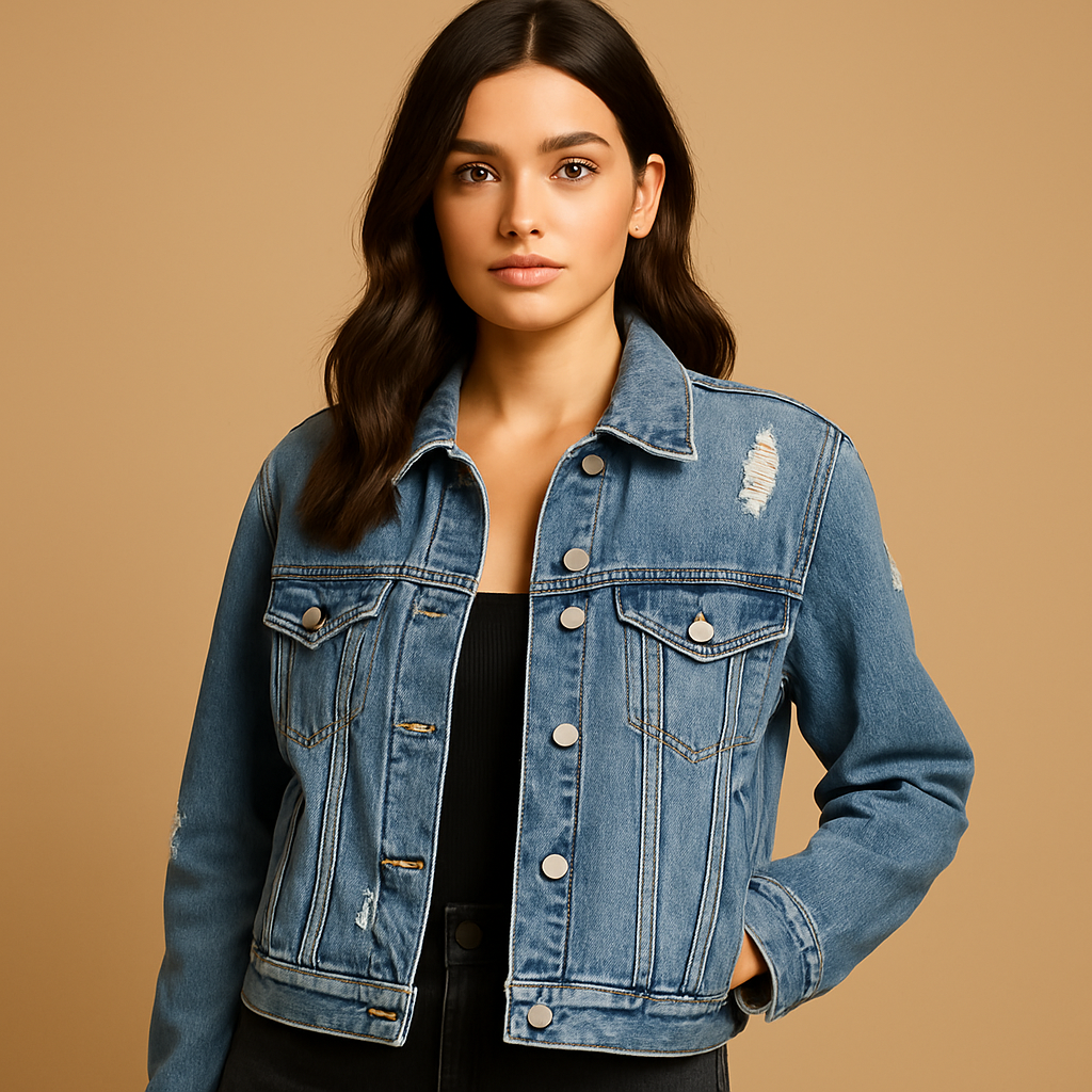 Übergroße Denim-Jacke im Used-Look