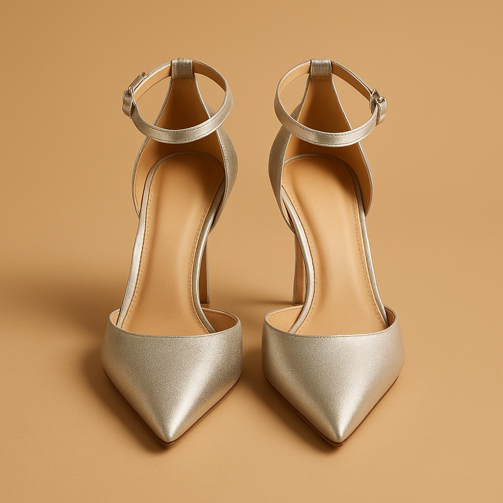 Metallic Knöchelriemen Stiletto Heels