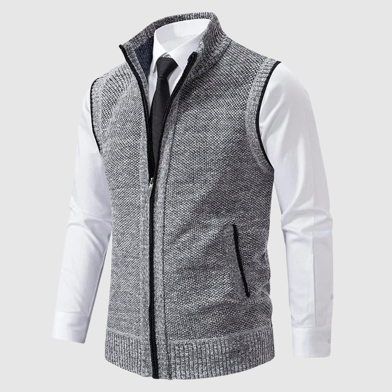 Leon – Elegante Herren Strickweste mit Stehkragen