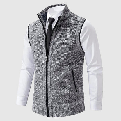 Leon – Elegante Herren Strickweste mit Stehkragen
