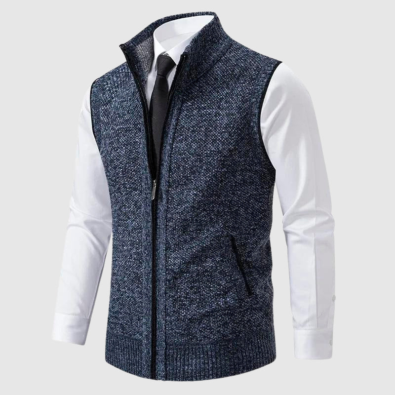 Leon – Elegante Herren Strickweste mit Stehkragen