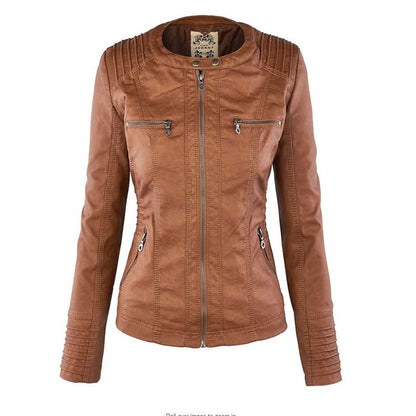 Jana – Damen Lederjacke mit Kapuze und Reißverschluss
