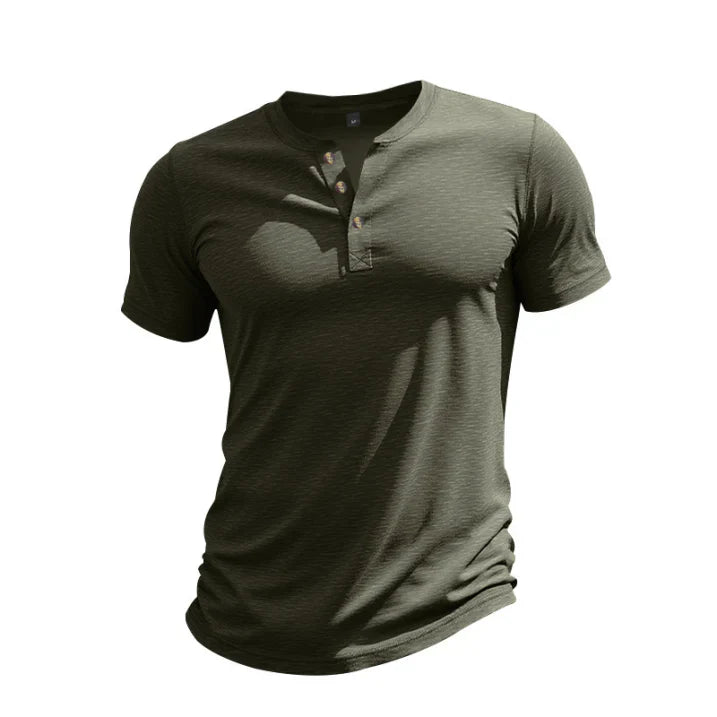 Javier – Herren-T-Shirt mit Henley-Ausschnitt und Knopfleiste, kurzärmelig