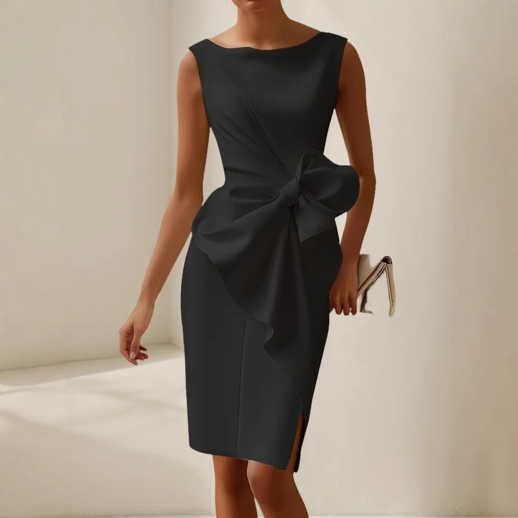 Isabella – Modernes Cocktailkleid mit Drapierung und Schleife für Damen