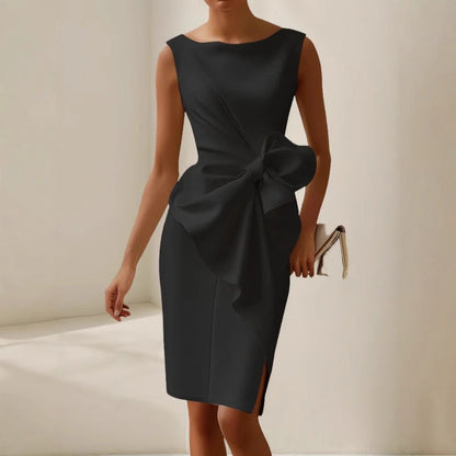 Isabella – Modernes Cocktailkleid mit Drapierung und Schleife für Damen