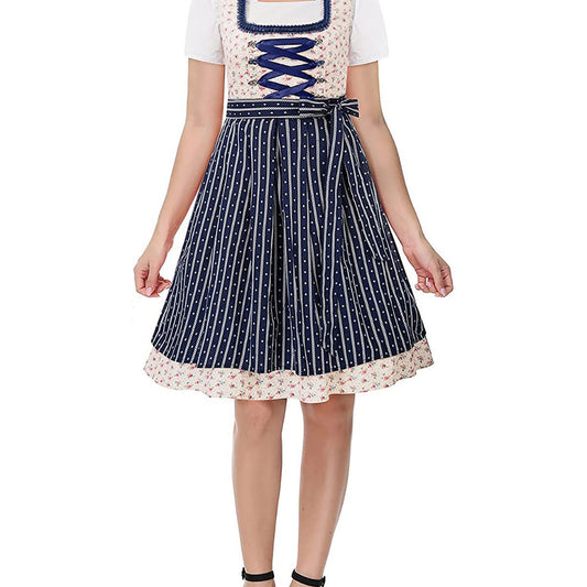Traditionelles Midi-Dirndlkleid mit Schnürung und Zierborte