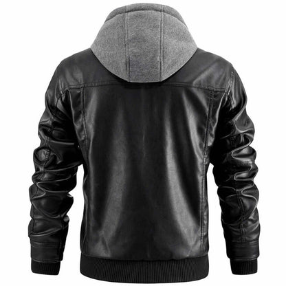 Adrian – Herren Lederjacke mit abnehmbarer Kapuze