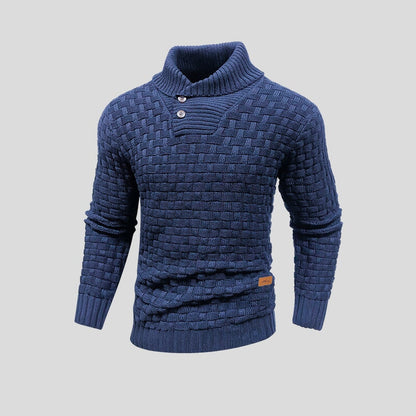 Fabian – Herren Strickpullover mit Schalkragen und Knopfleiste