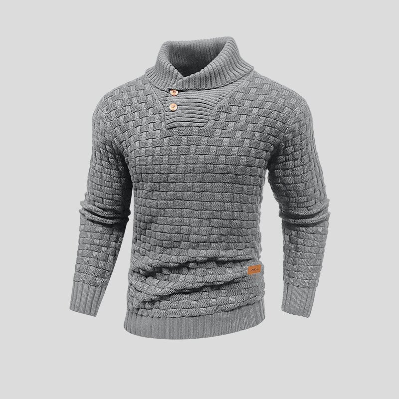 David - Herren Strickpullover mit Schalkragen Langarm