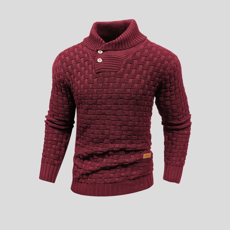 Fabian – Herren Strickpullover mit Schalkragen und Knopfleiste