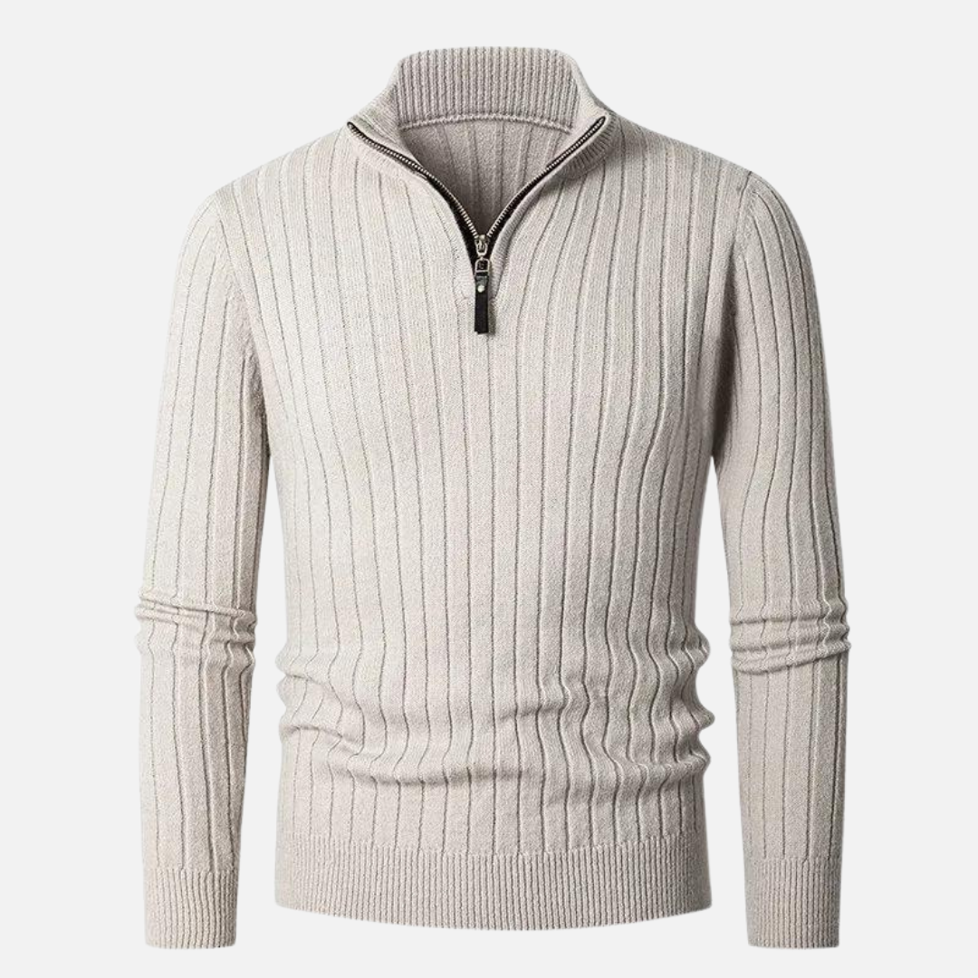 René - Herren Strickpullover mit Reißverschlusskragen