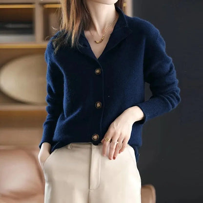 Isaline - Damen Strickcardigan mit Knopfleiste und V-Ausschnitt