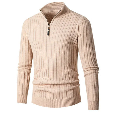 René - Herren Strickpullover mit Reißverschlusskragen