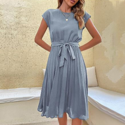 Camila - Lässig-schickes Damen-Plissee-Midikleid mit Gürtel