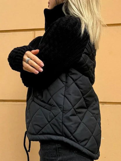 Nora – Damen Steppjacke mit Strickärmeln und Reißverschluss