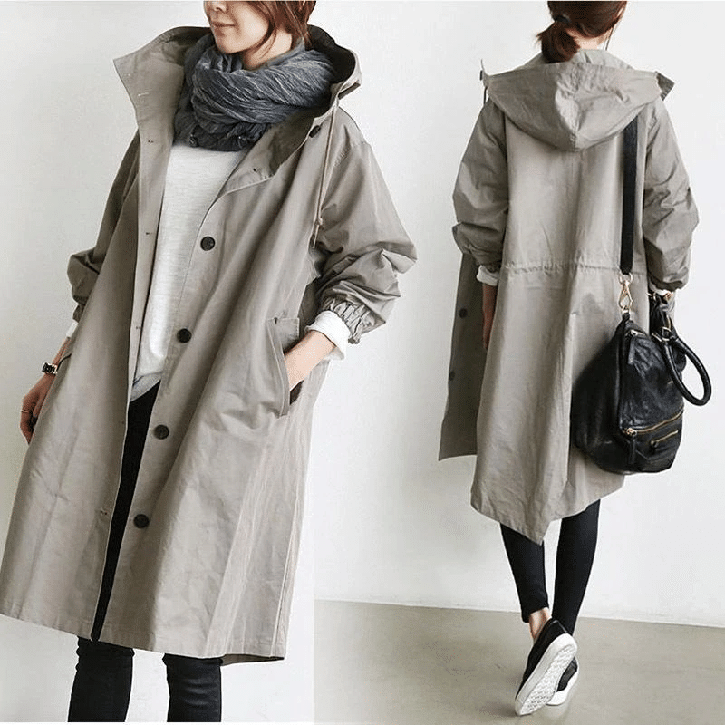Laura – Oversize Damen Trenchcoat mit Kapuze