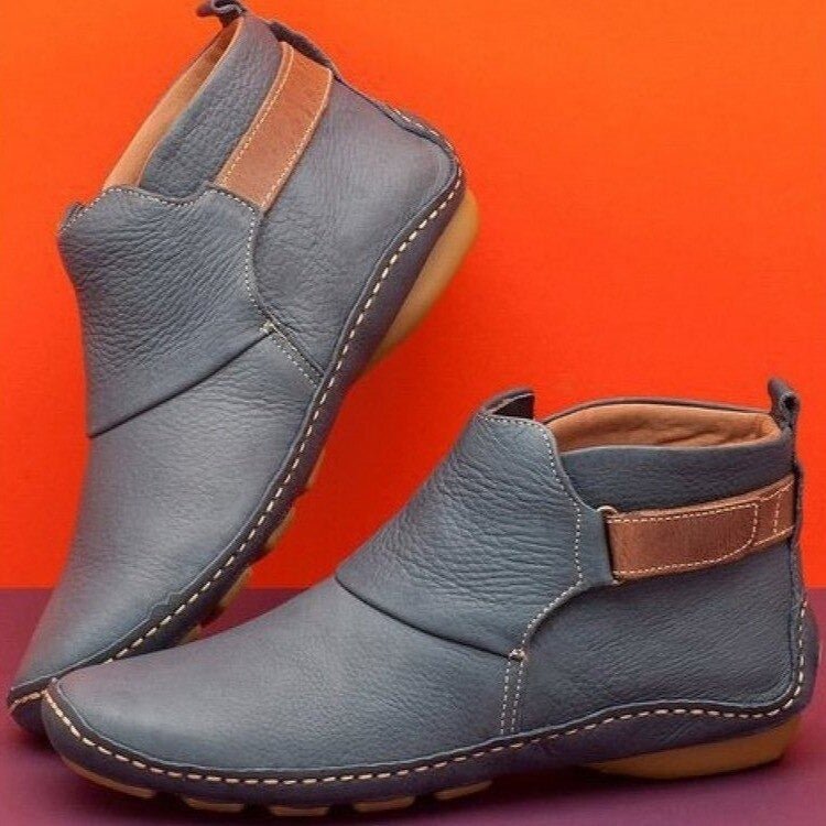 Mila – Damen Lederstiefeletten mit Klettverschluss